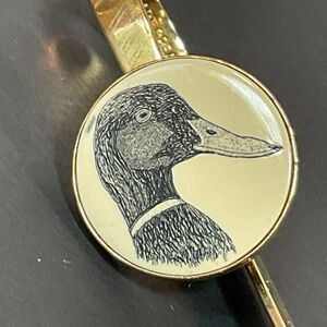 1991 Delart Creations BARLOW Duck Head Scrimshaw Gold Tone Design Bookmark 3”